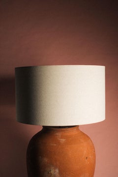 Large Natural Linen Drum Lampshade, 60cm (24inch) Wide Table Lamp Shade