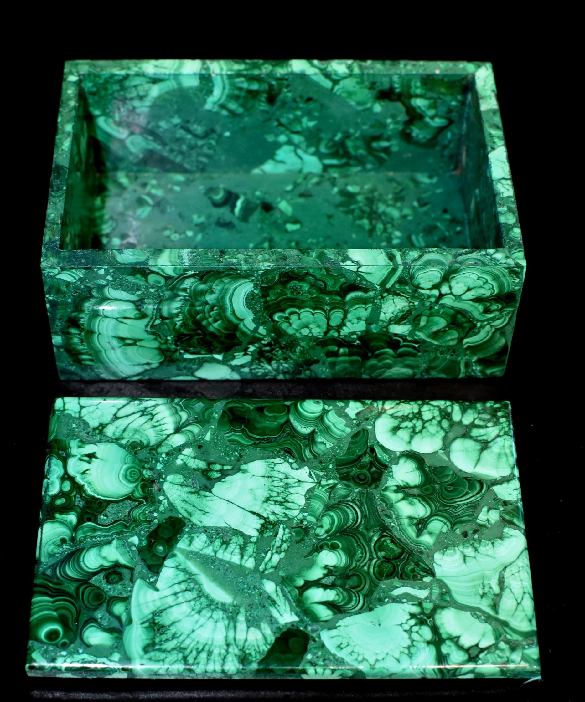 Large Natural Malachite Box, 3 lb, Full Slab Gem Stone Jewelry Box 6