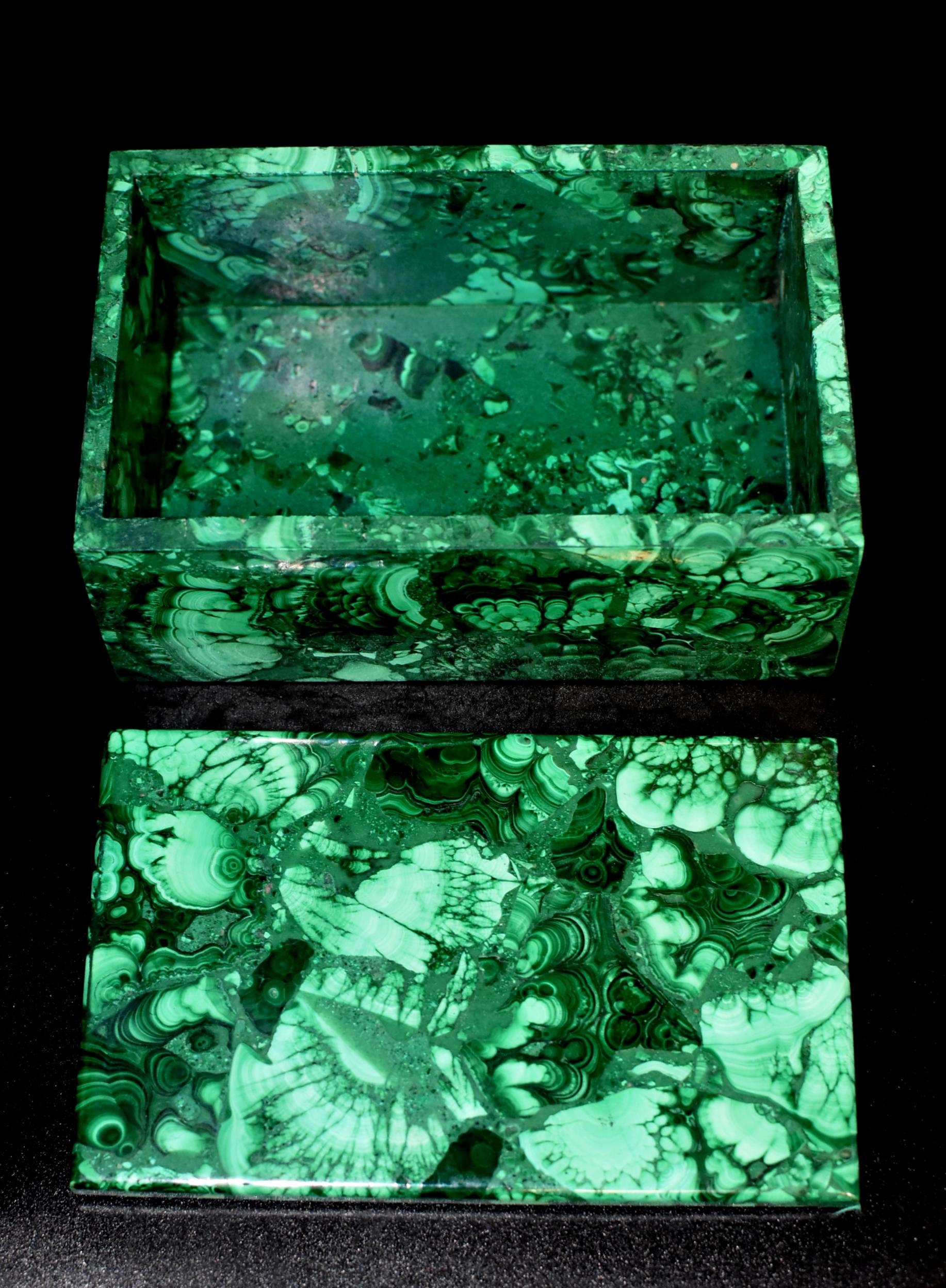 Large Natural Malachite Box, 3 lb, Full Slab Gem Stone Jewelry Box 8