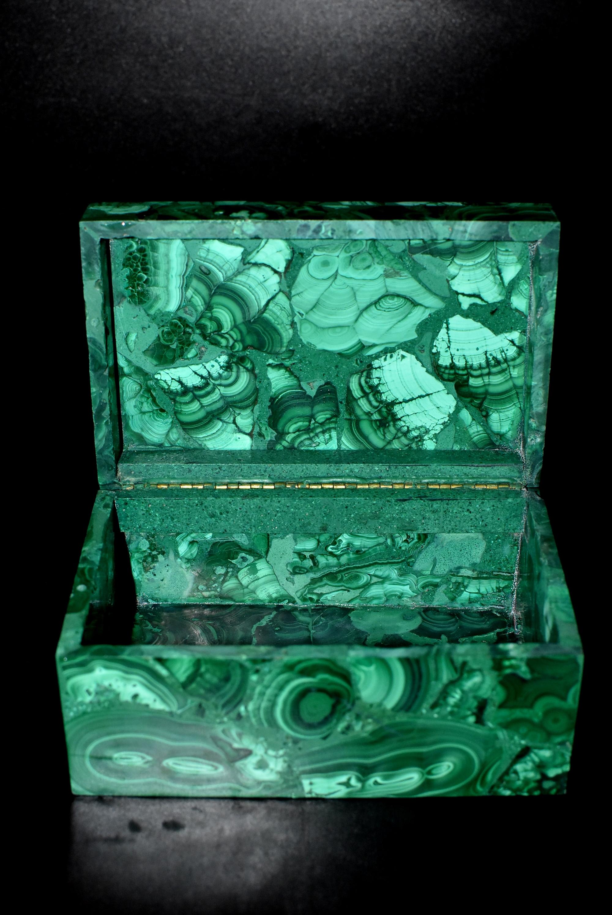 Large Natural Malachite Box, 3 lb, Full Slab Gem Stone Jewelry Box 13