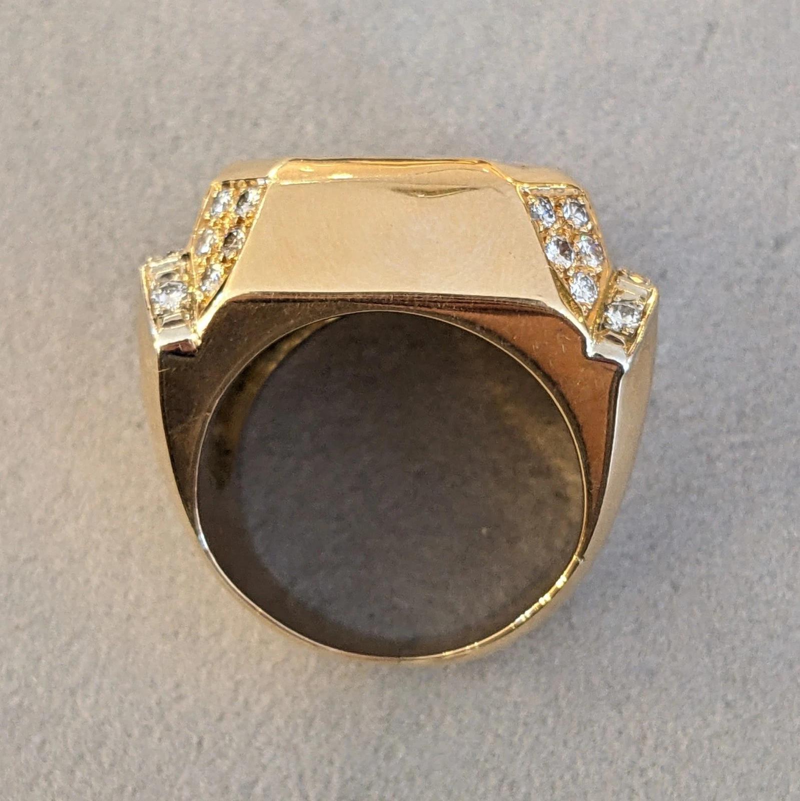 Large Natural Opal Ring with Diamonds in 14k Yellow Gold For Sale 2