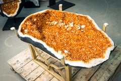 Large Natural Orange Citrine & Calcite Geode Coffee Table
