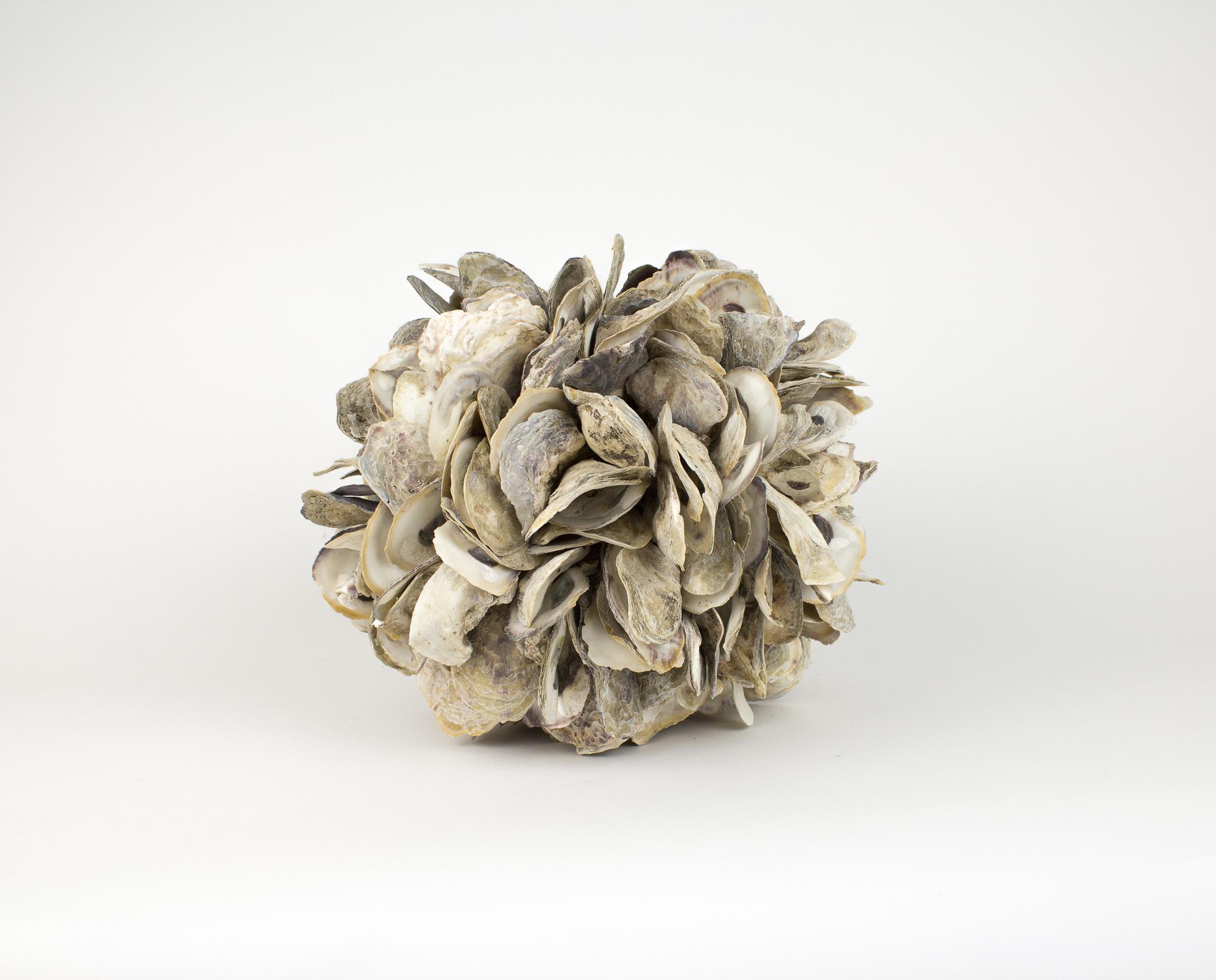 Organic Modern Large Natural Oyster Shell Sphere Sculpture