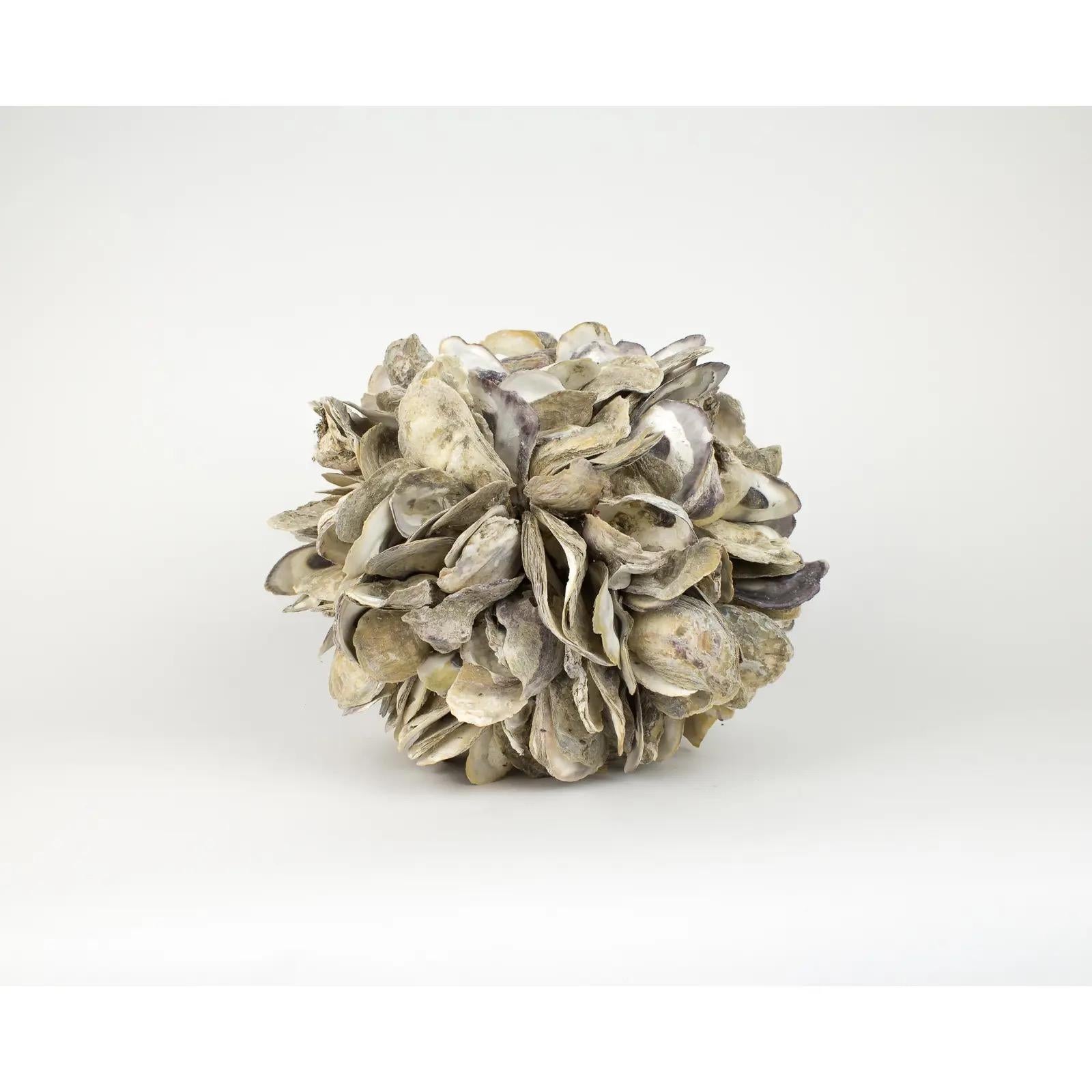 Large Natural Oyster Shell Sphere Sculpture 3