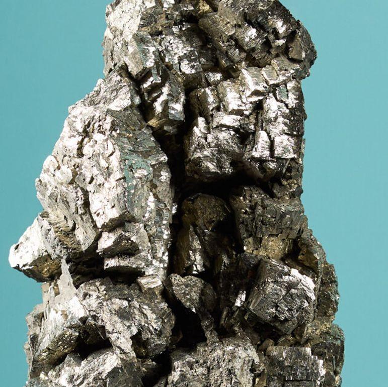 Large Natural Pyrite Specimen in Dome Display Case In Fair Condition For Sale In Wormelow, Herefordshire