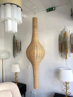 Large Natural Rattan Pendant Light by Gasparucci Italo, 1980s