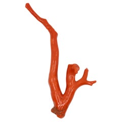 Large Natural Red Coral Branch  Pendant