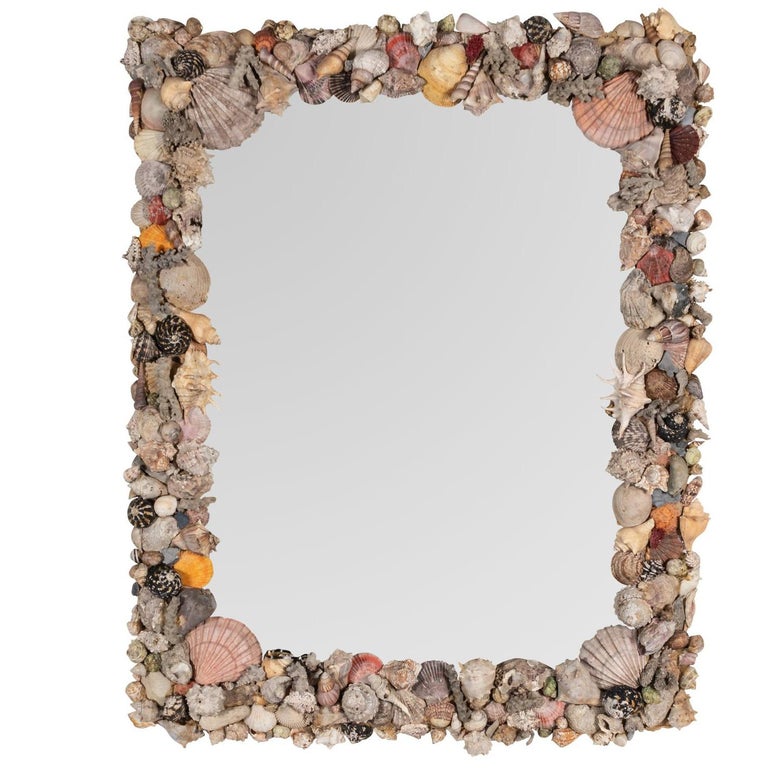 Large Natural Shell Mirror at 1stdibs