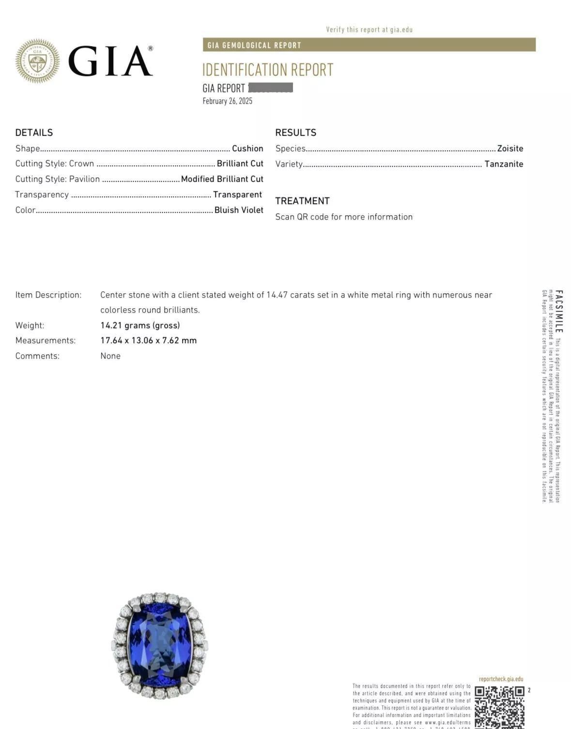 GIA 14,47 Karat Tansanit und Diamant Cocktail-Ring in Platin

Tansanit und Diamant Ring verfügt über eine natürliche längliche Kissen geschnitten Tansanit Mittelstein mit einem Gewicht von 14,47 Karat, umgeben von 22 natürlichen runden Brillanten,