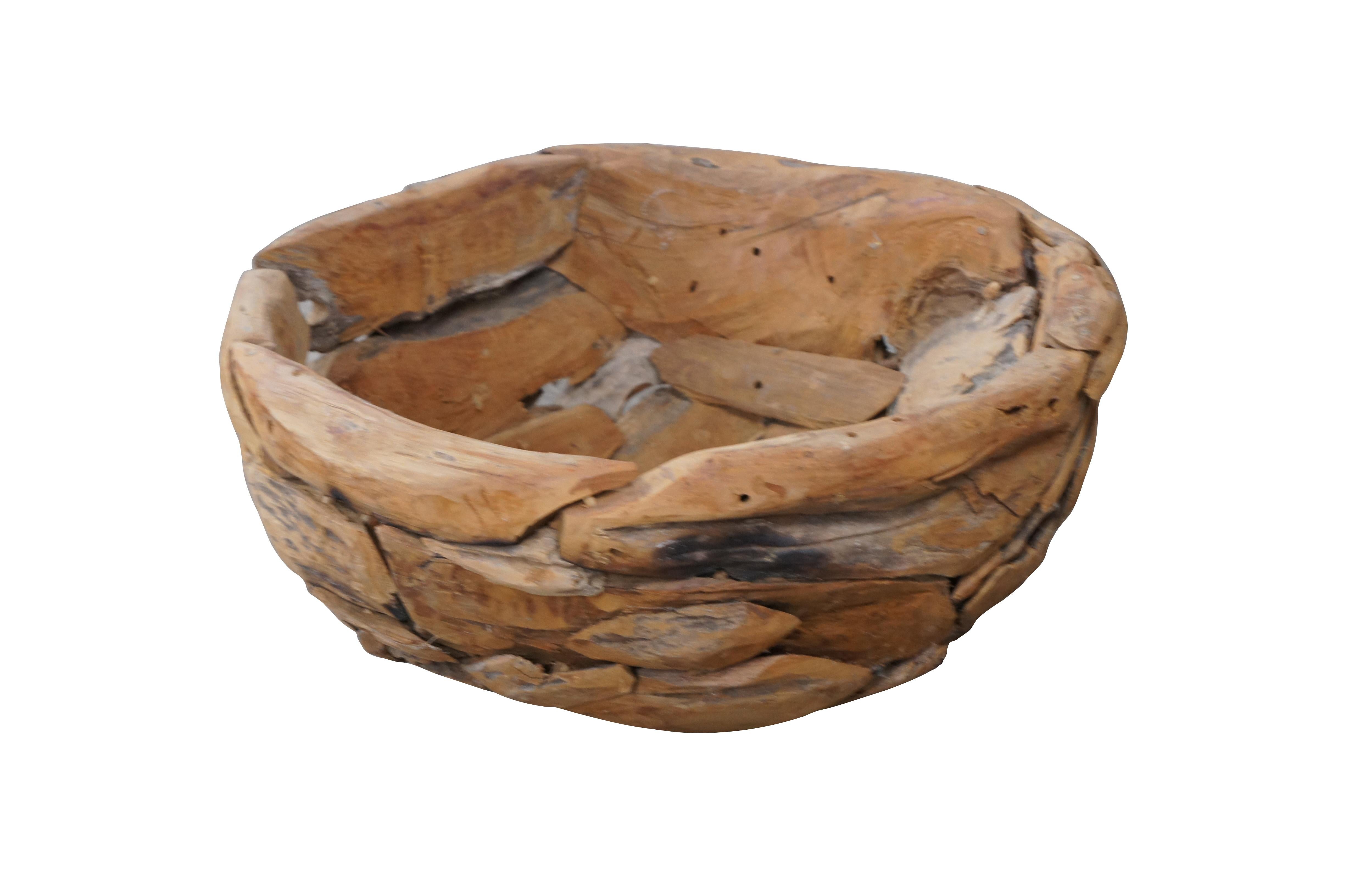 Rustic Large Natural Teak Driftwood Bowl Centerpiece Basket Planter Jardiniere 24