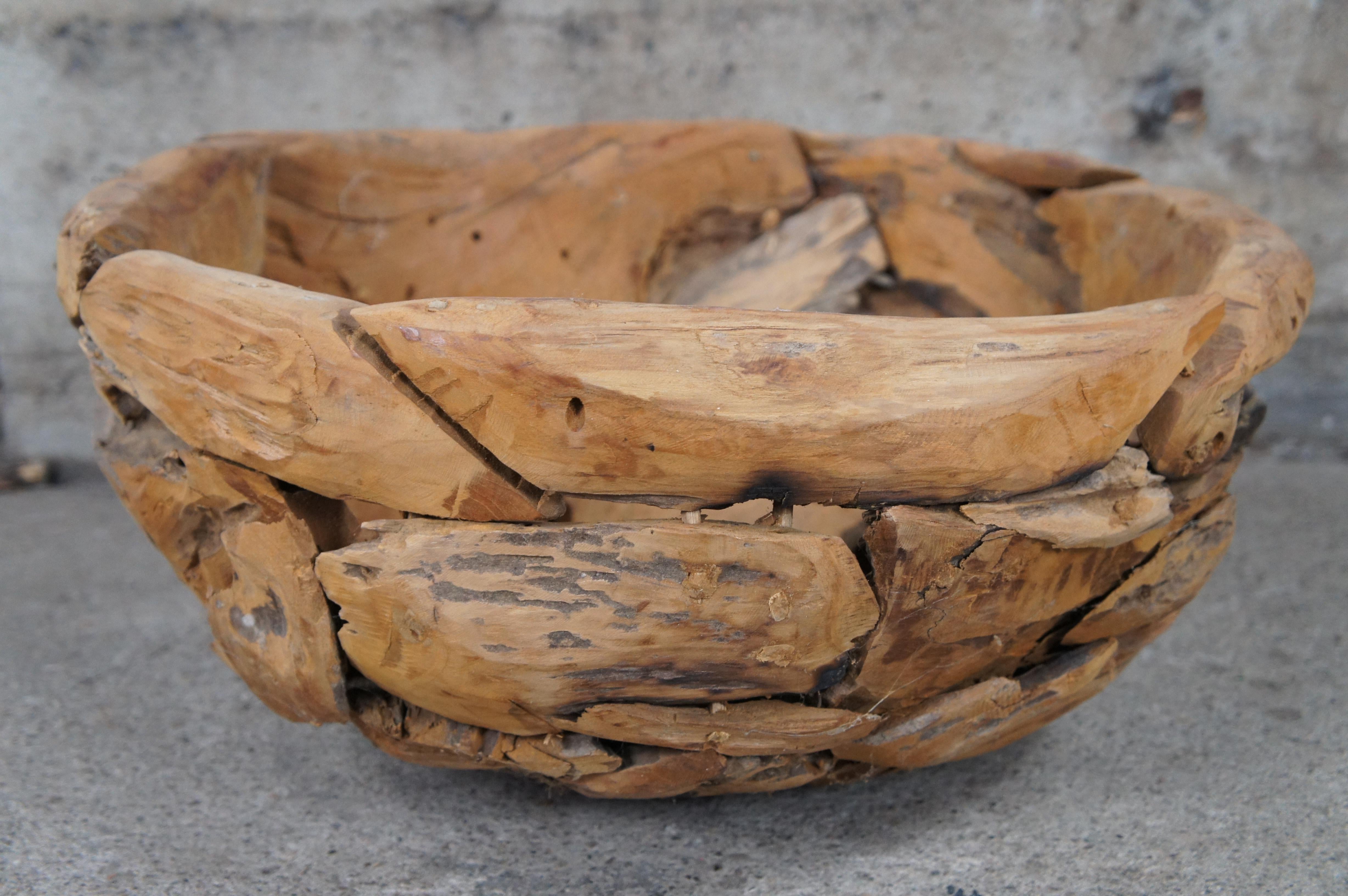 Large Natural Teak Driftwood Bowl Centerpiece Basket Planter Jardiniere 24