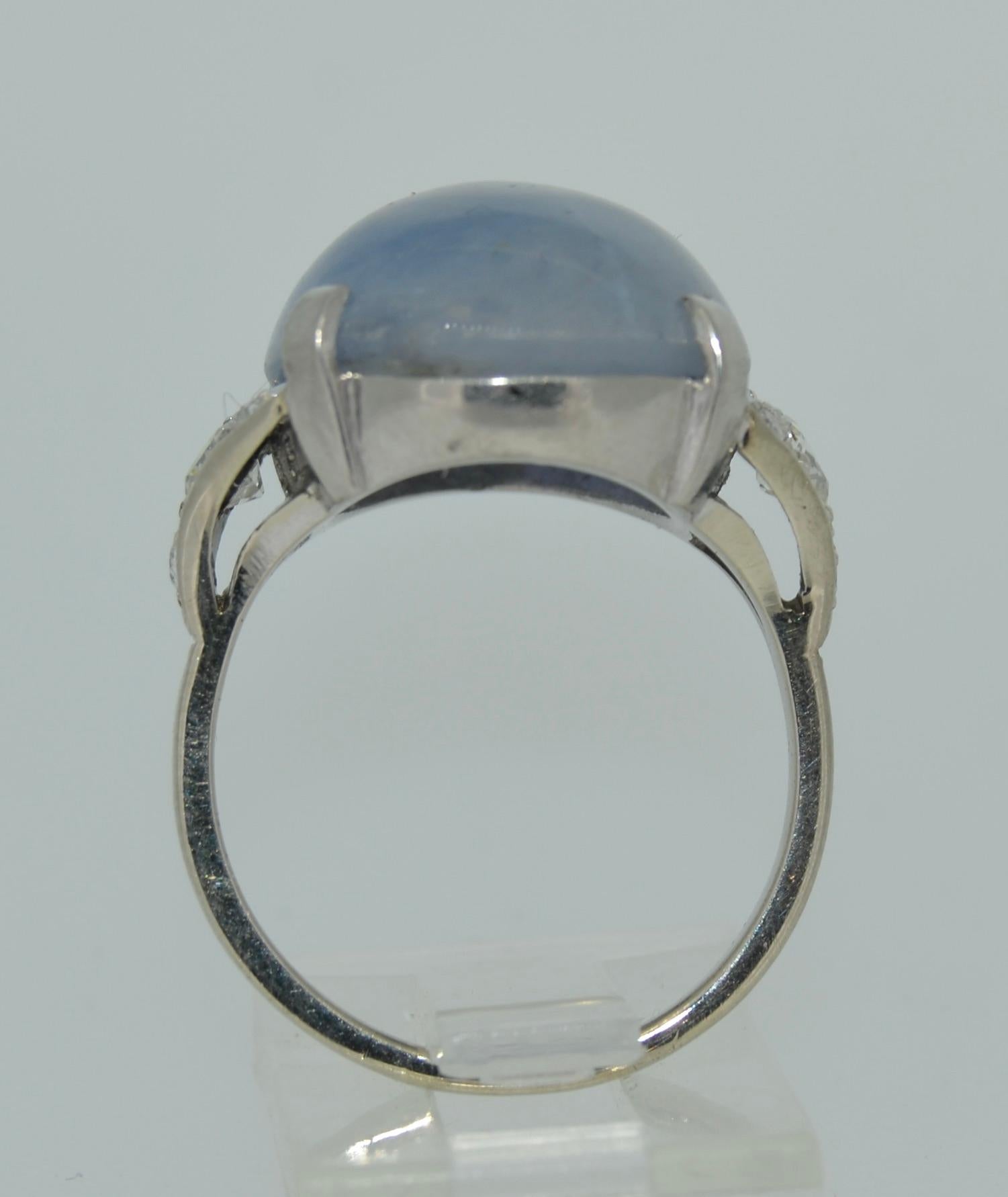 Women's Large Natural Untreated 23+ Carat Star Sapphire & Diamond Ring 14K For Sale