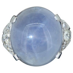 Large Natural Untreated 23+ Carat Star Sapphire & Diamond Ring 14K
