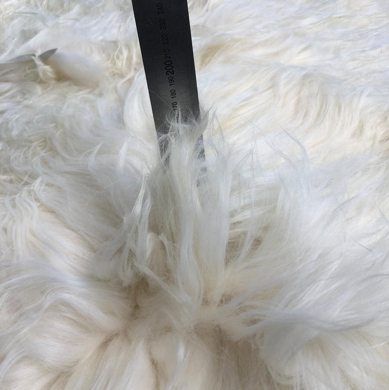 Large Natural White Sheepskin Shaggy Bean Bag Chair Long Wool Made in Australia For Sale at 1stdibs