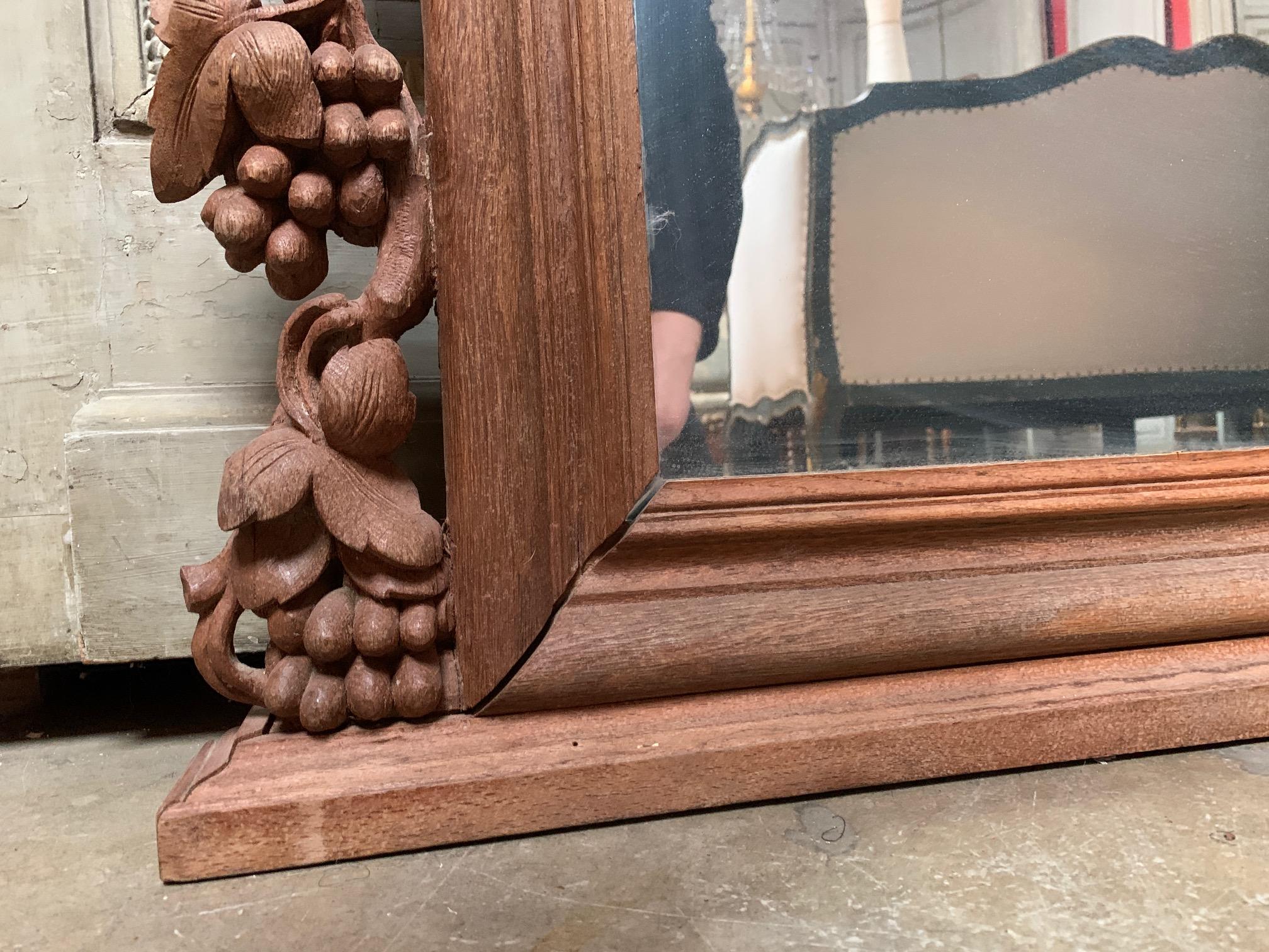 Large Naturalistic Carved Grape Cluster Trumeau Mirror For Sale 3