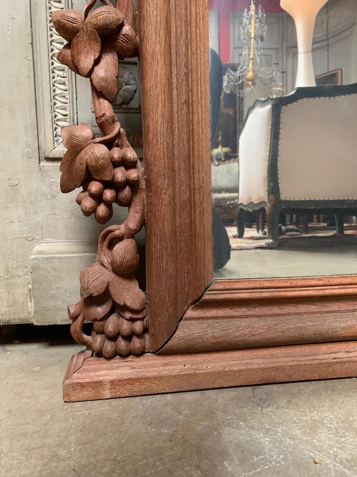 Large Naturalistic Carved Grape Cluster Trumeau Mirror For Sale 4