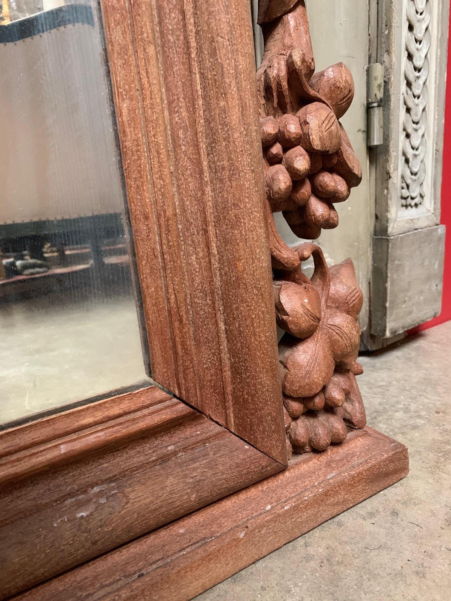 Large Naturalistic Carved Grape Cluster Trumeau Mirror For Sale 6