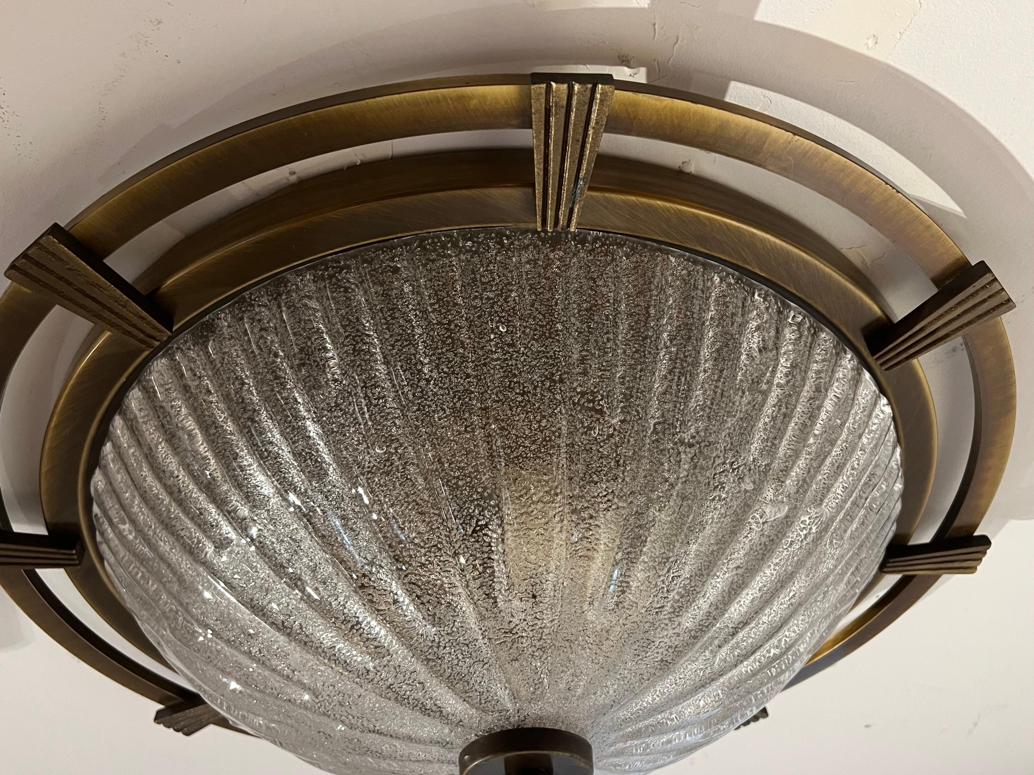 Große nautische 1960 deutsche Mid Century Flush Lampe Kaiser Leuchten Murano Glas im Angebot 3