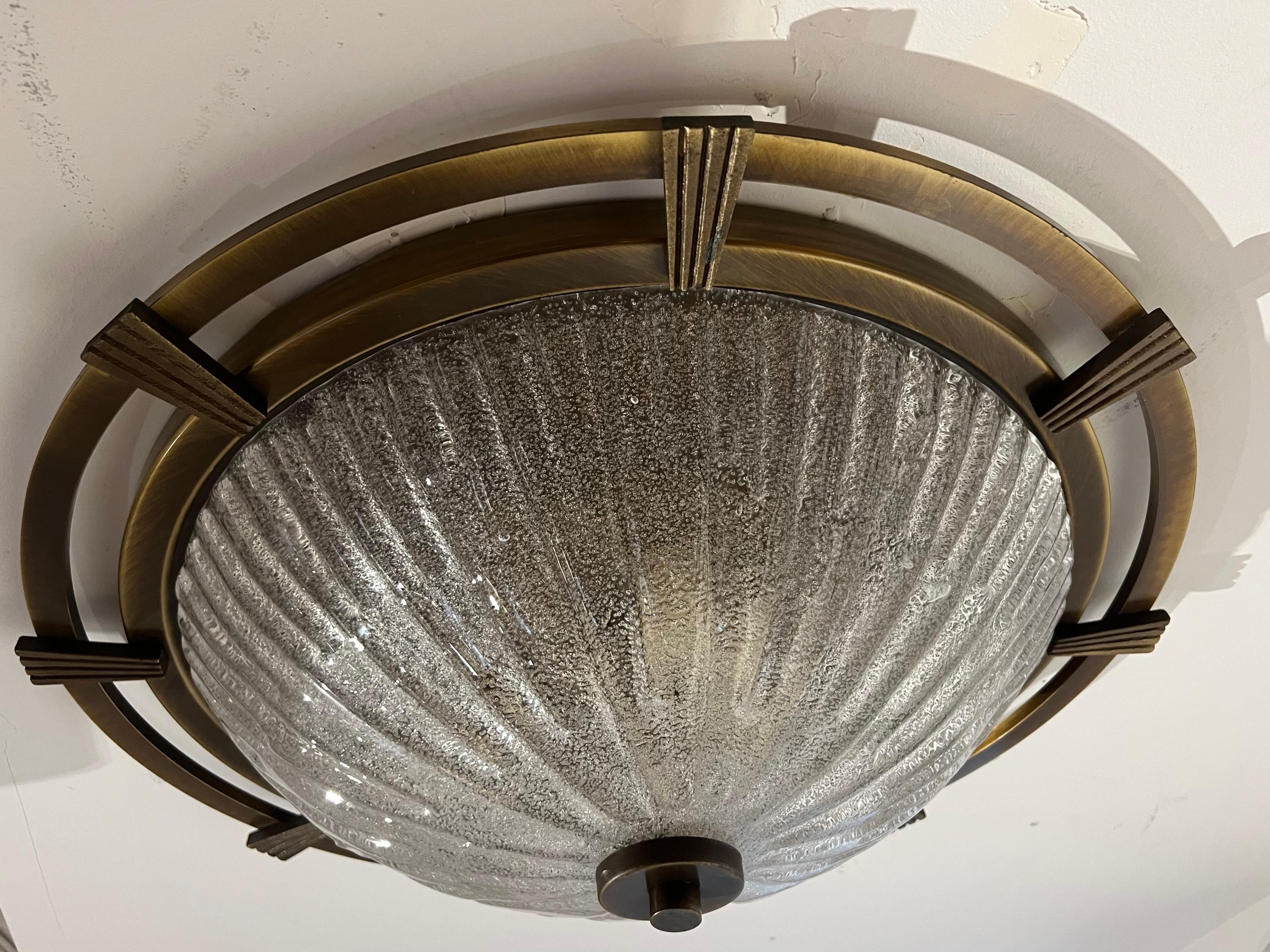 Große nautische 1960 deutsche Mid Century Flush Lampe Kaiser Leuchten Murano Glas im Angebot 4