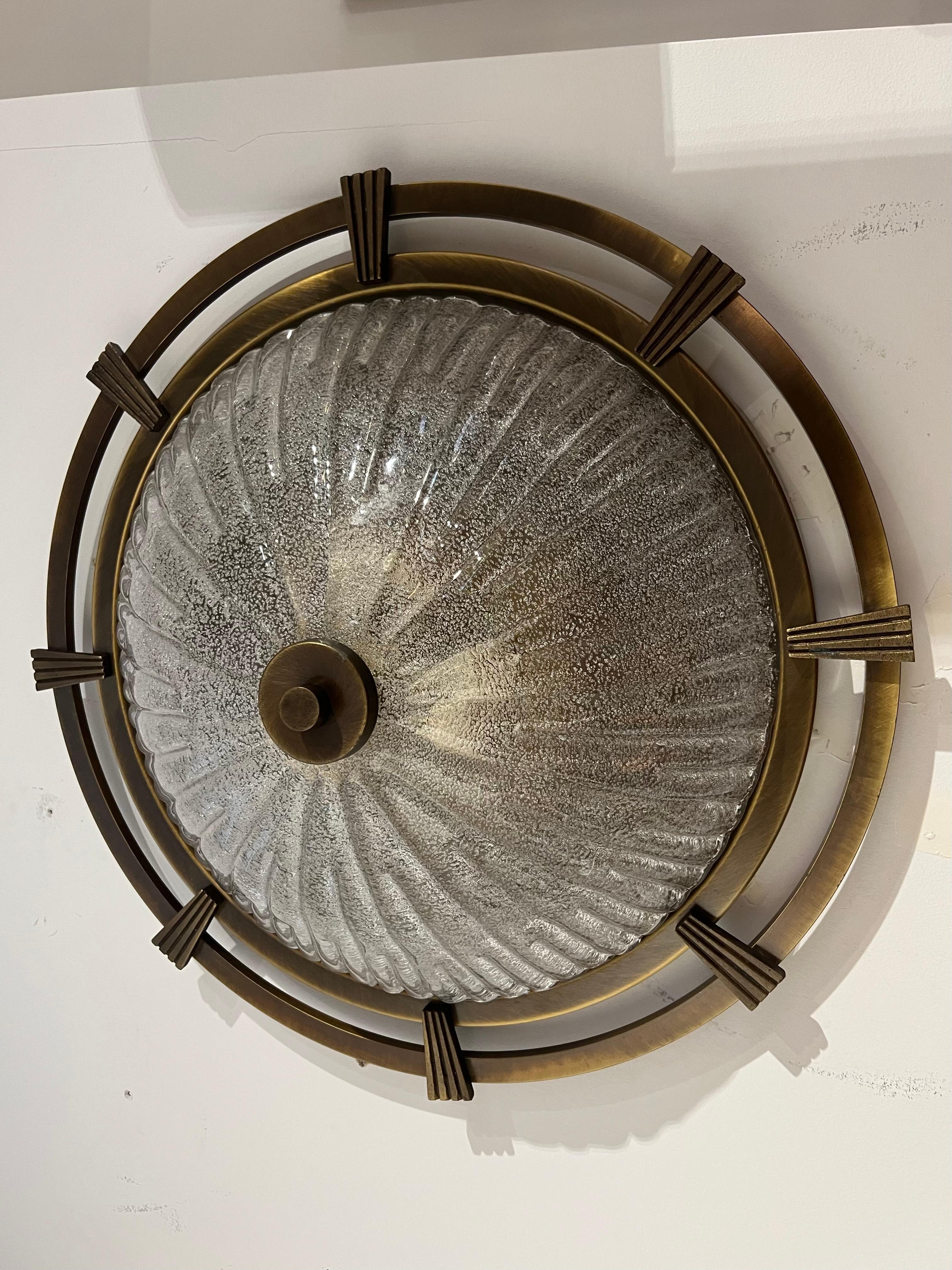 Große nautische 1960 deutsche Mid Century Flush Lampe Kaiser Leuchten Murano Glas im Angebot 5