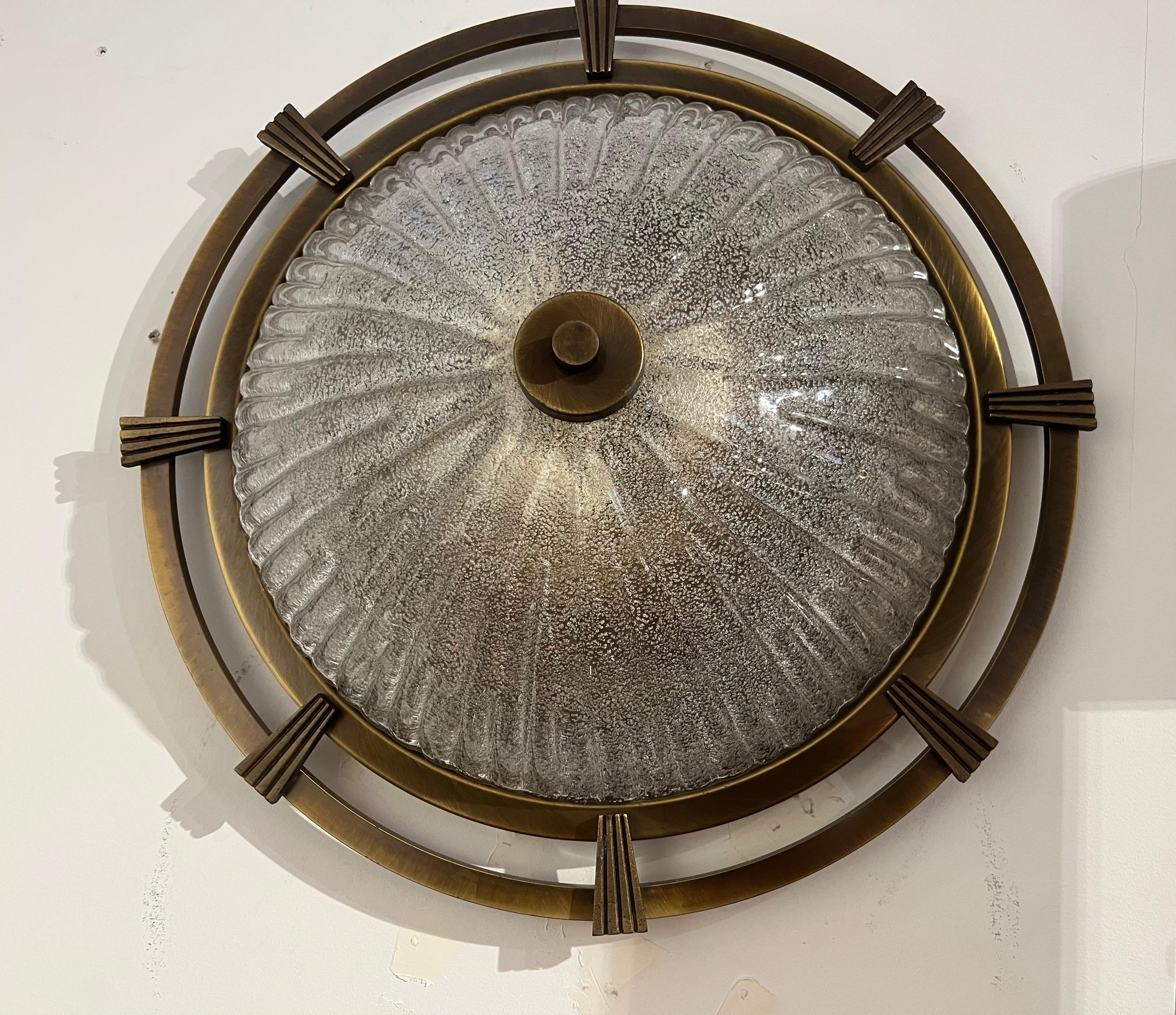 Große nautische 1960 deutsche Mid Century Flush Lampe Kaiser Leuchten Murano Glas im Angebot 6