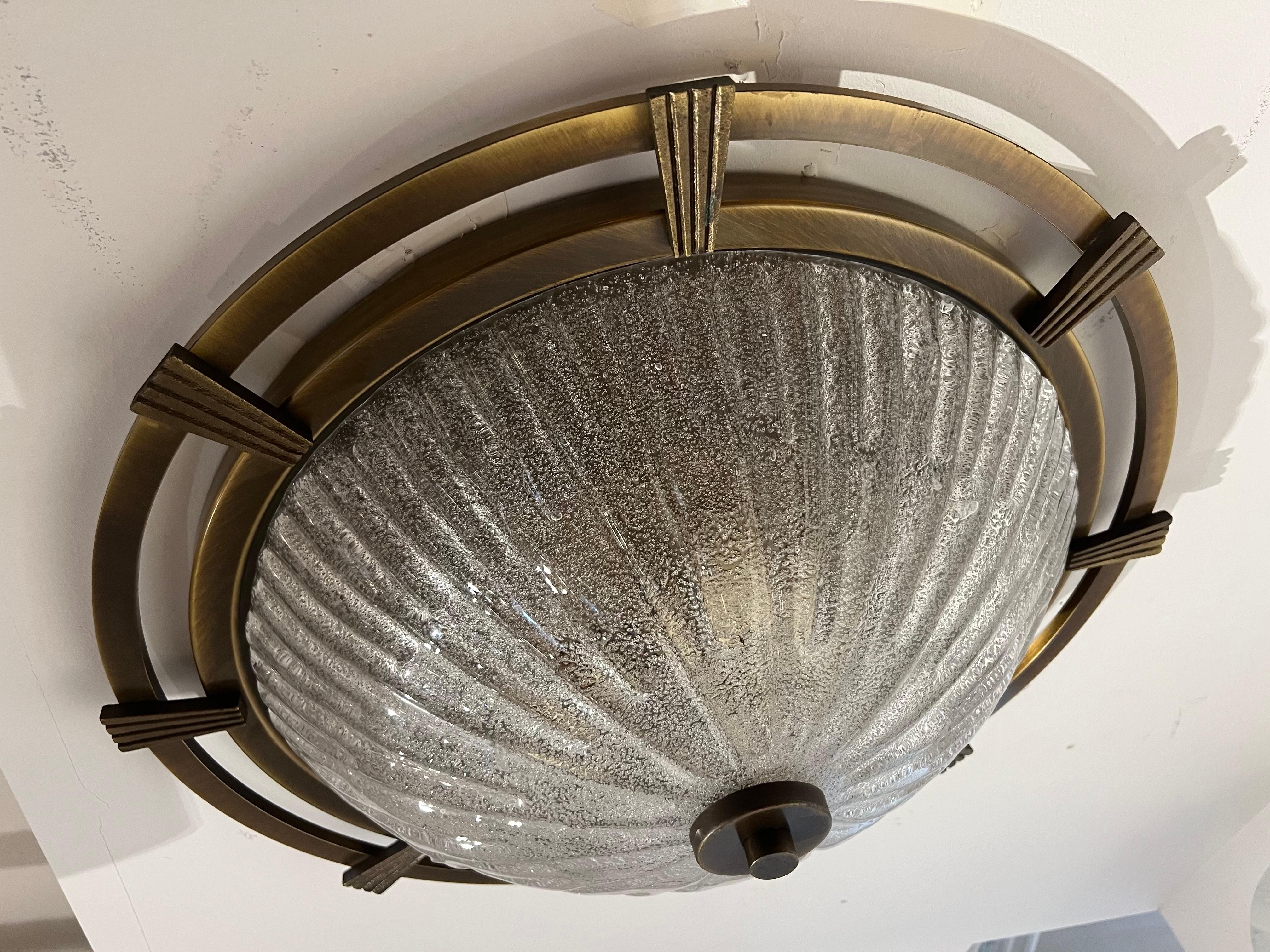 Große nautische 1960 deutsche Mid Century Flush Lampe Kaiser Leuchten Murano Glas im Angebot 7