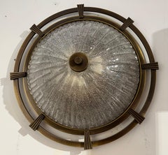 Large Nautical 1960 German Mid Century Flush Lamp Kaiser Leuchten Murano Glass