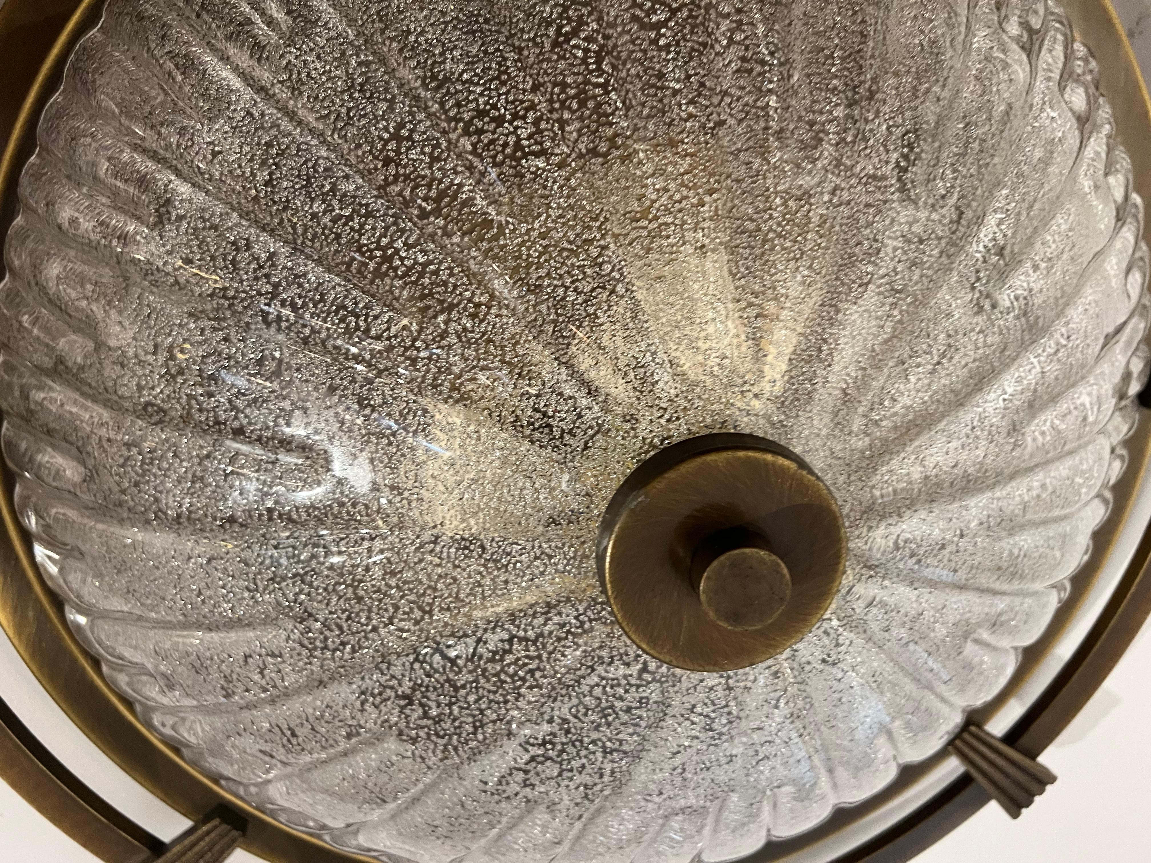 Große nautische 1960 deutsche Mid Century Flush Lampe Kaiser Leuchten Murano Glas (Mitte des 20. Jahrhunderts) im Angebot