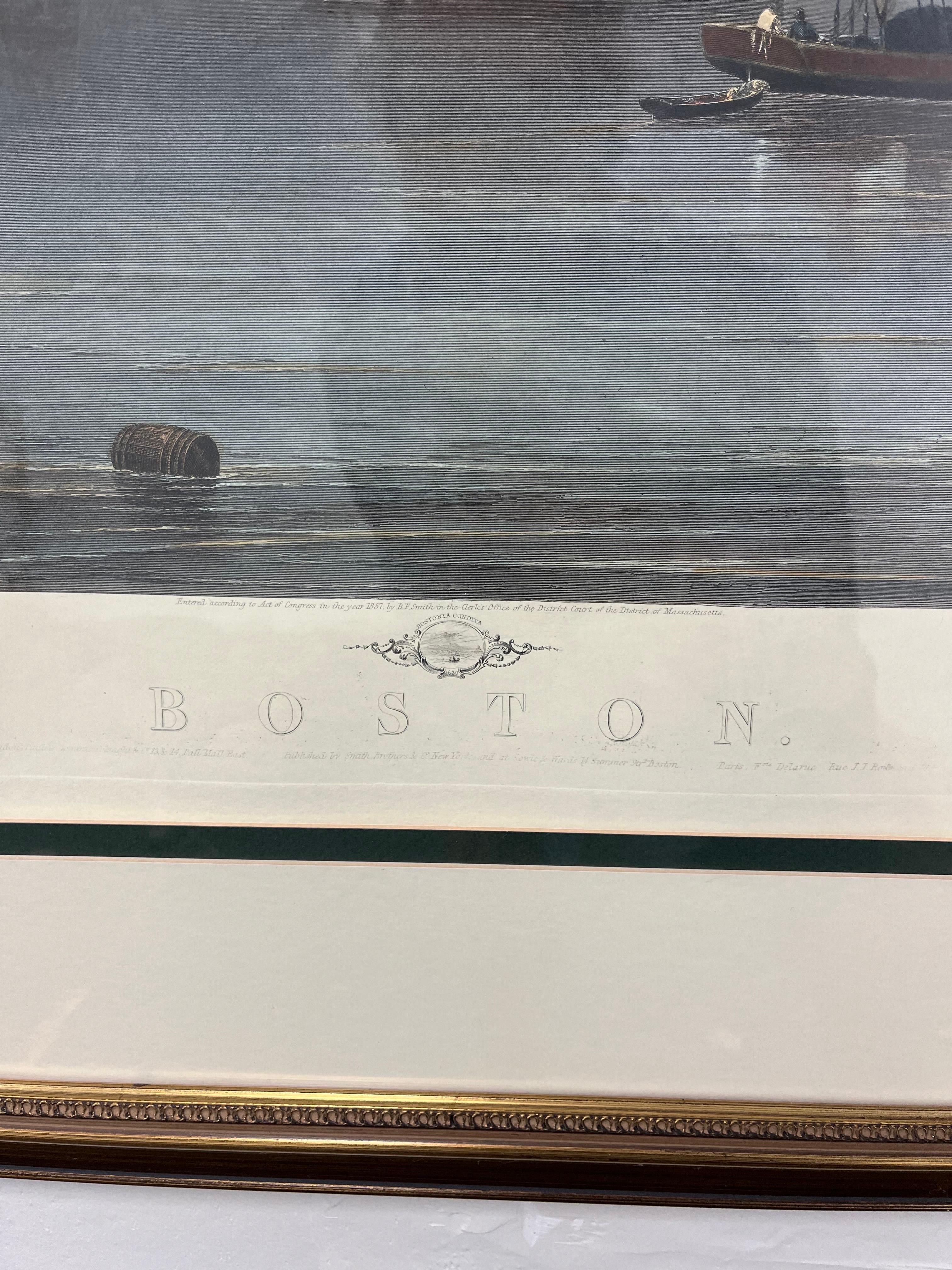 Grand Boston nautique gravé par C. Mottram d'après l'aquarelle de J.W. Colline en vente 3