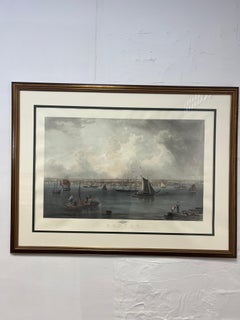 Large Nautical Boston Engraved by C. Mottram after the watercolor by J.W. Hill