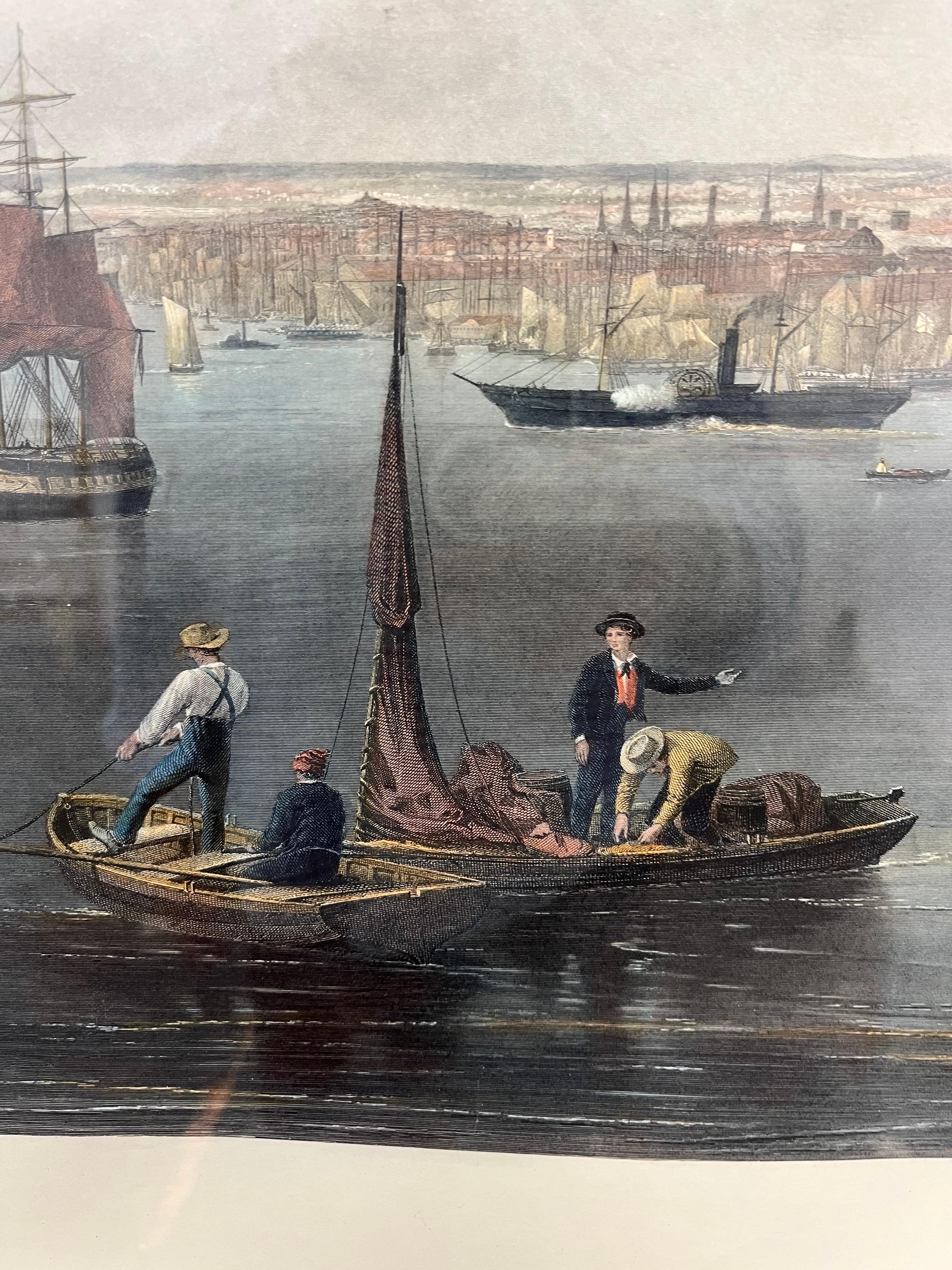 Grand Boston nautique gravé par C. Mottram d'après l'aquarelle de J.W. Colline en vente 2