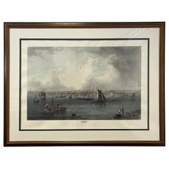 Großer nautischer Bostoner Kupferstich, graviert von C. Mottram nach dem Aquarell von J.W. Hügel