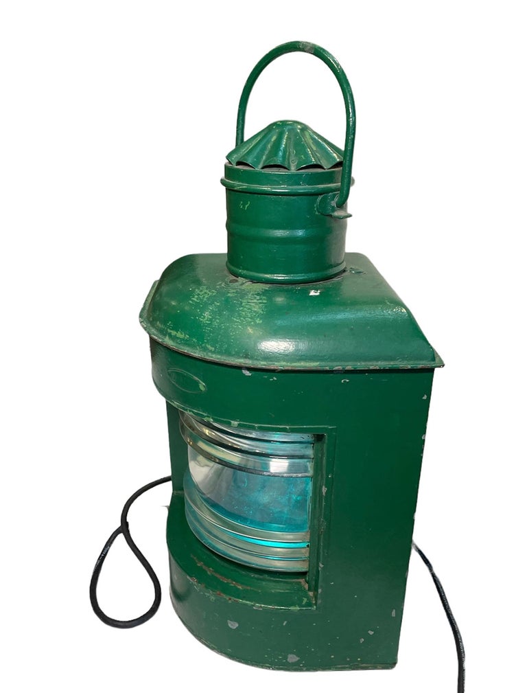 Large Nautical Metal Electrified Lantern For Sale at 1stDibs
