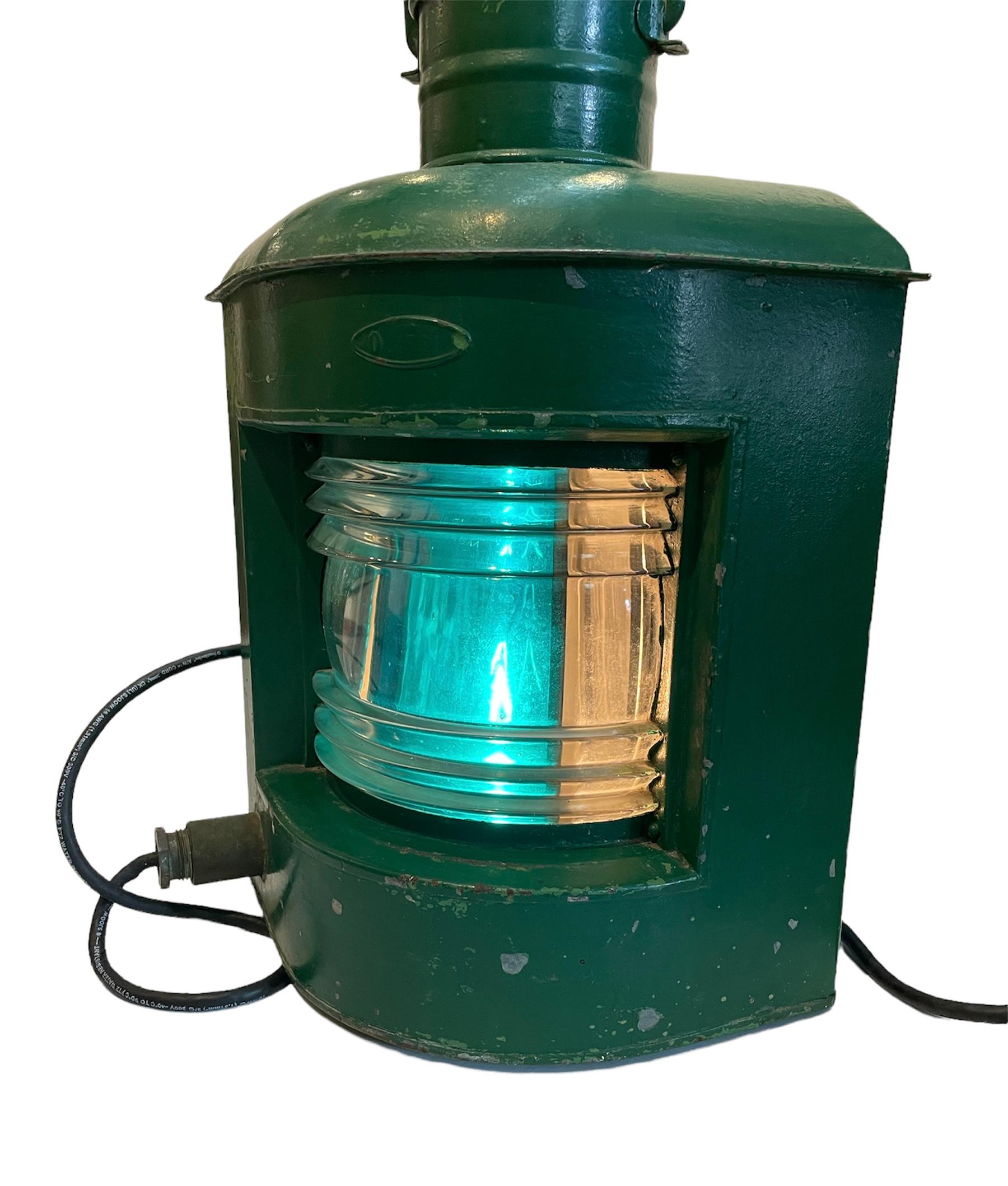Large Nautical Metal Electrified Lantern For Sale 2