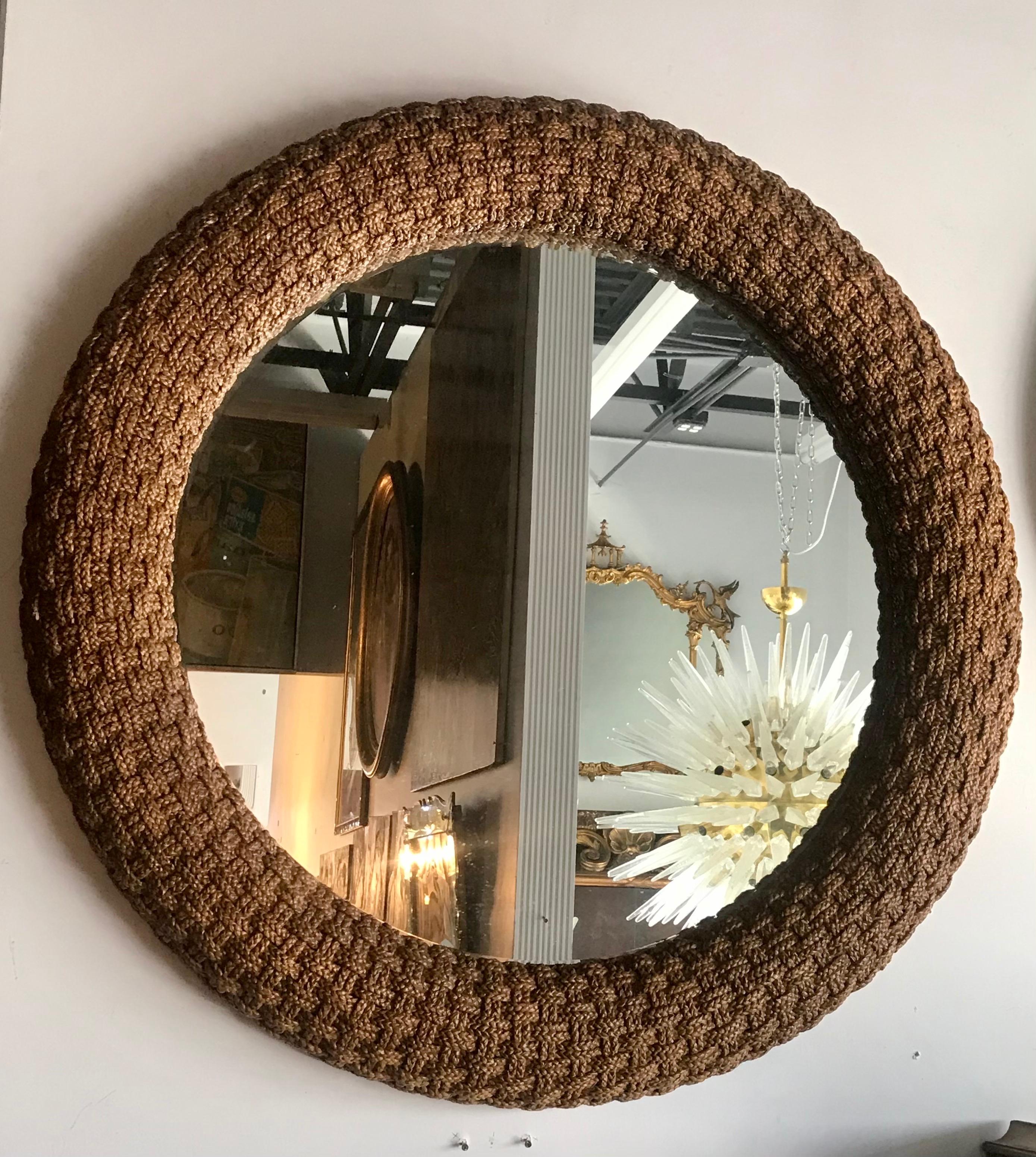 Large Nautical Woven Cord Large Circular Mirror by Lexington 1