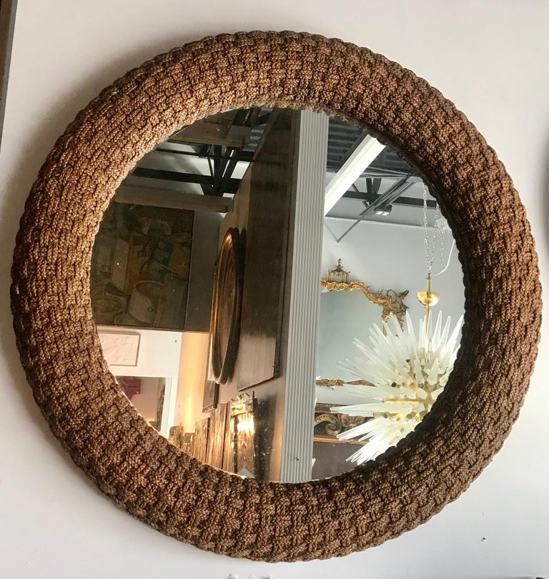 Large Nautical Woven Cord Large Circular Mirror by Lexington at 1stDibs large nautical mirror