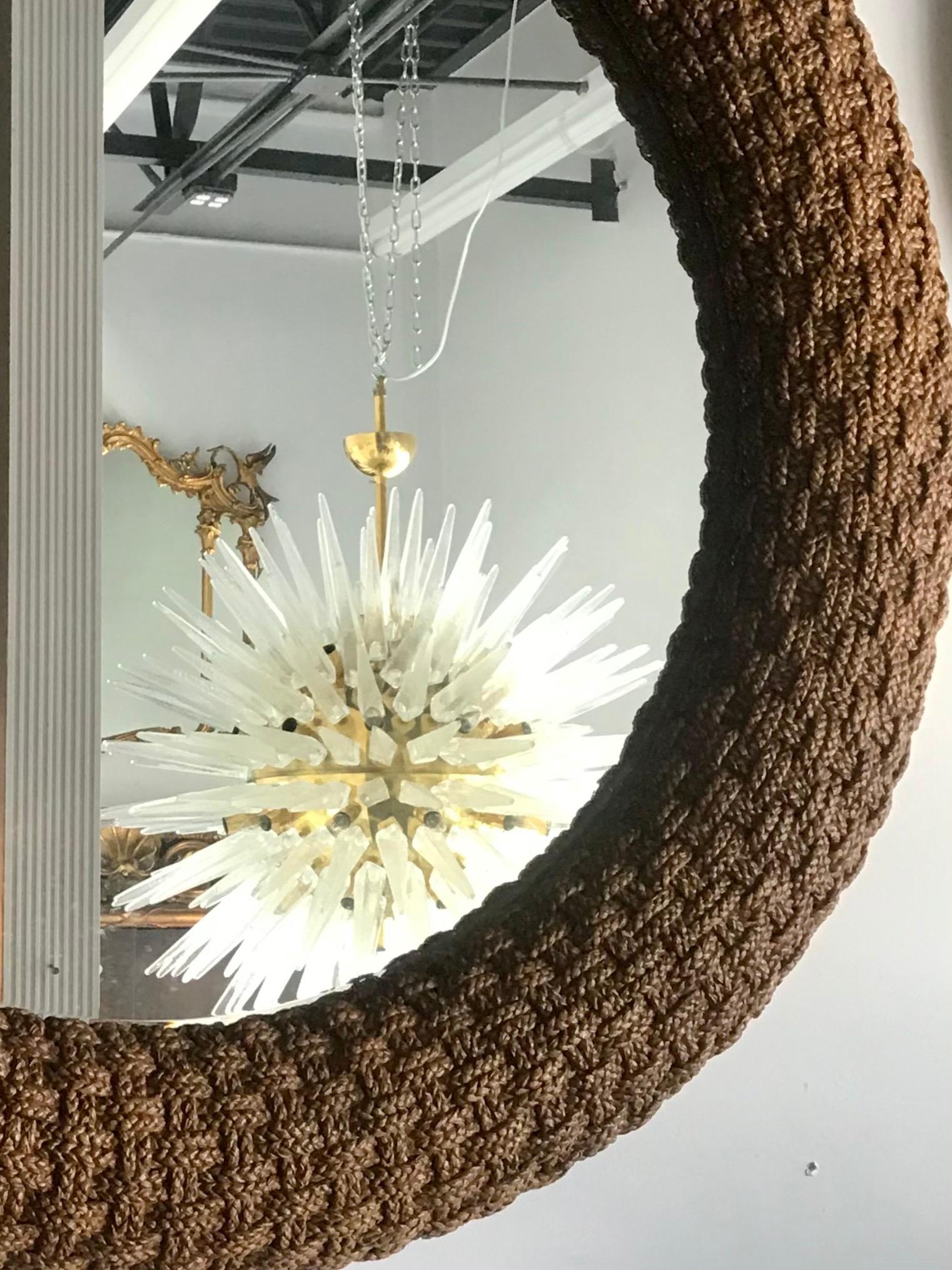 Mid-Century Modern Large Nautical Woven Cord Large Circular Mirror by Lexington
