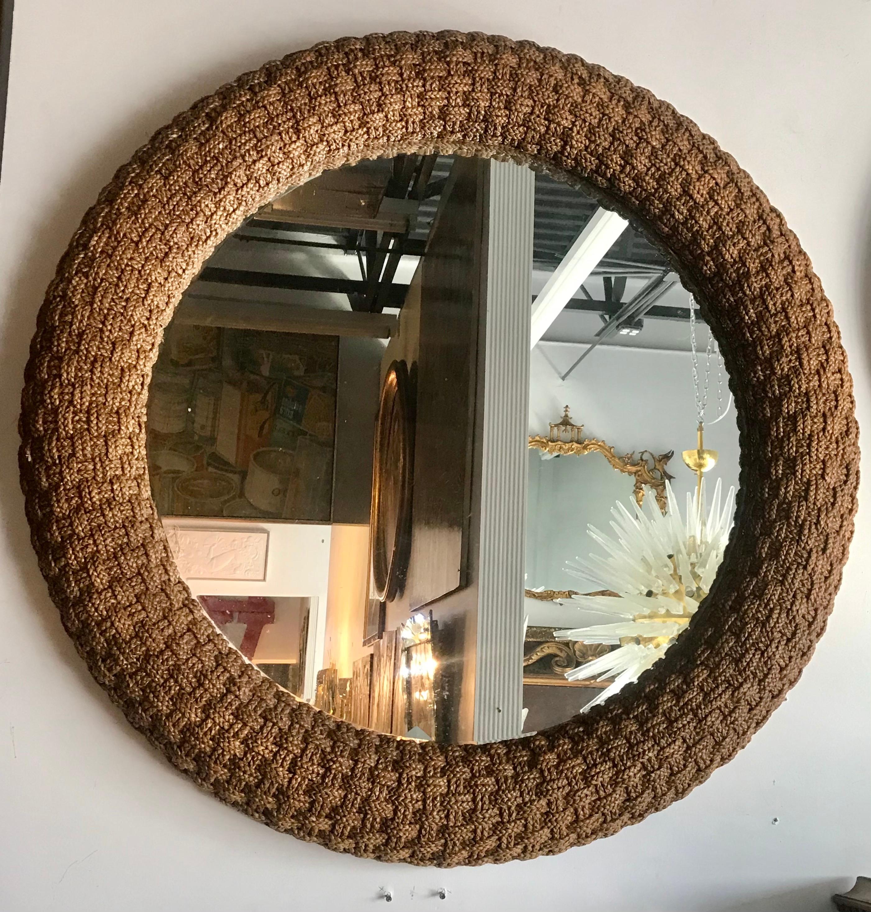 American Large Nautical Woven Cord Large Circular Mirror by Lexington