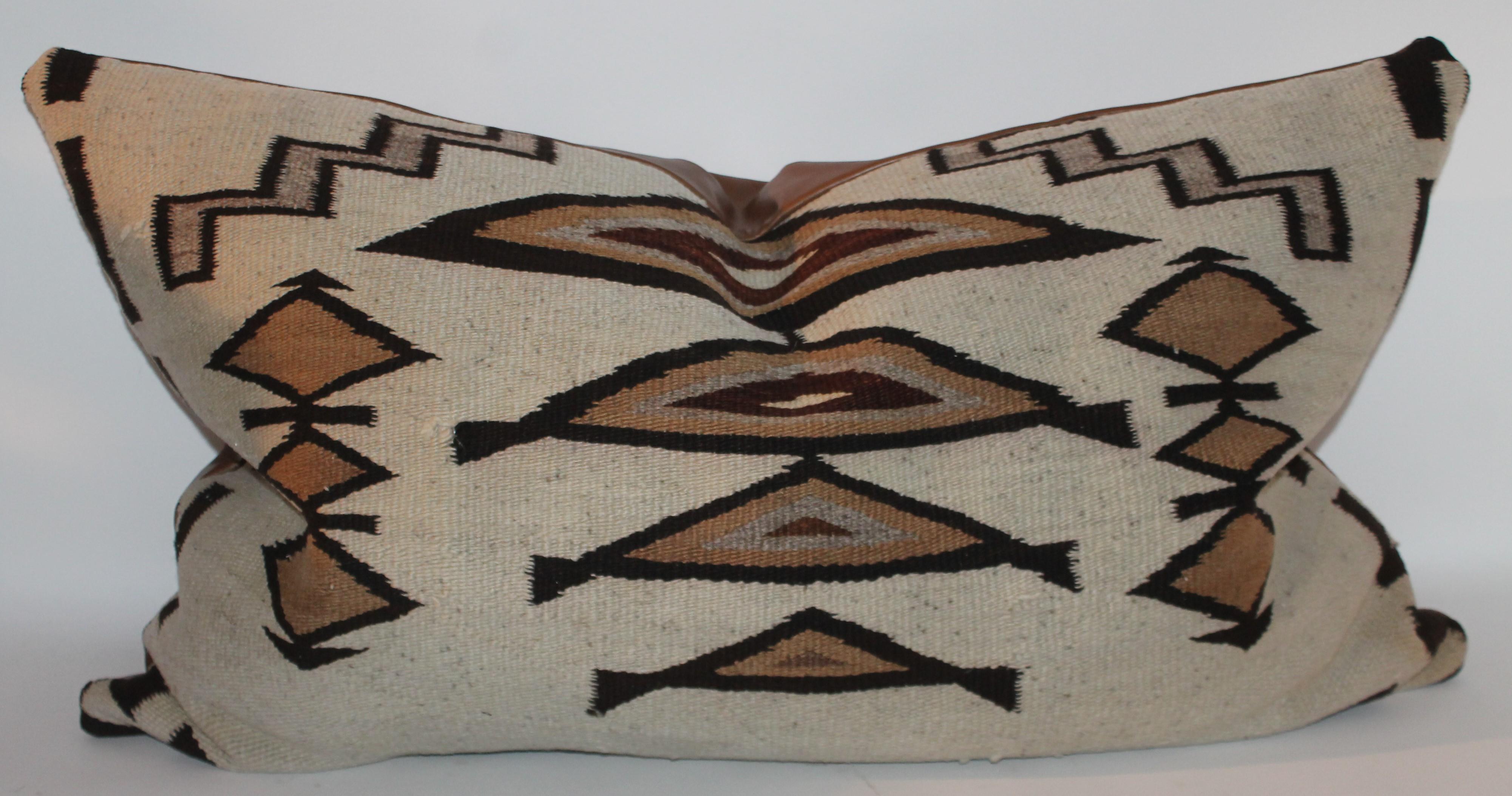 Large Navajo Indian Weaving Bolster Pillows with Leather Backing 3