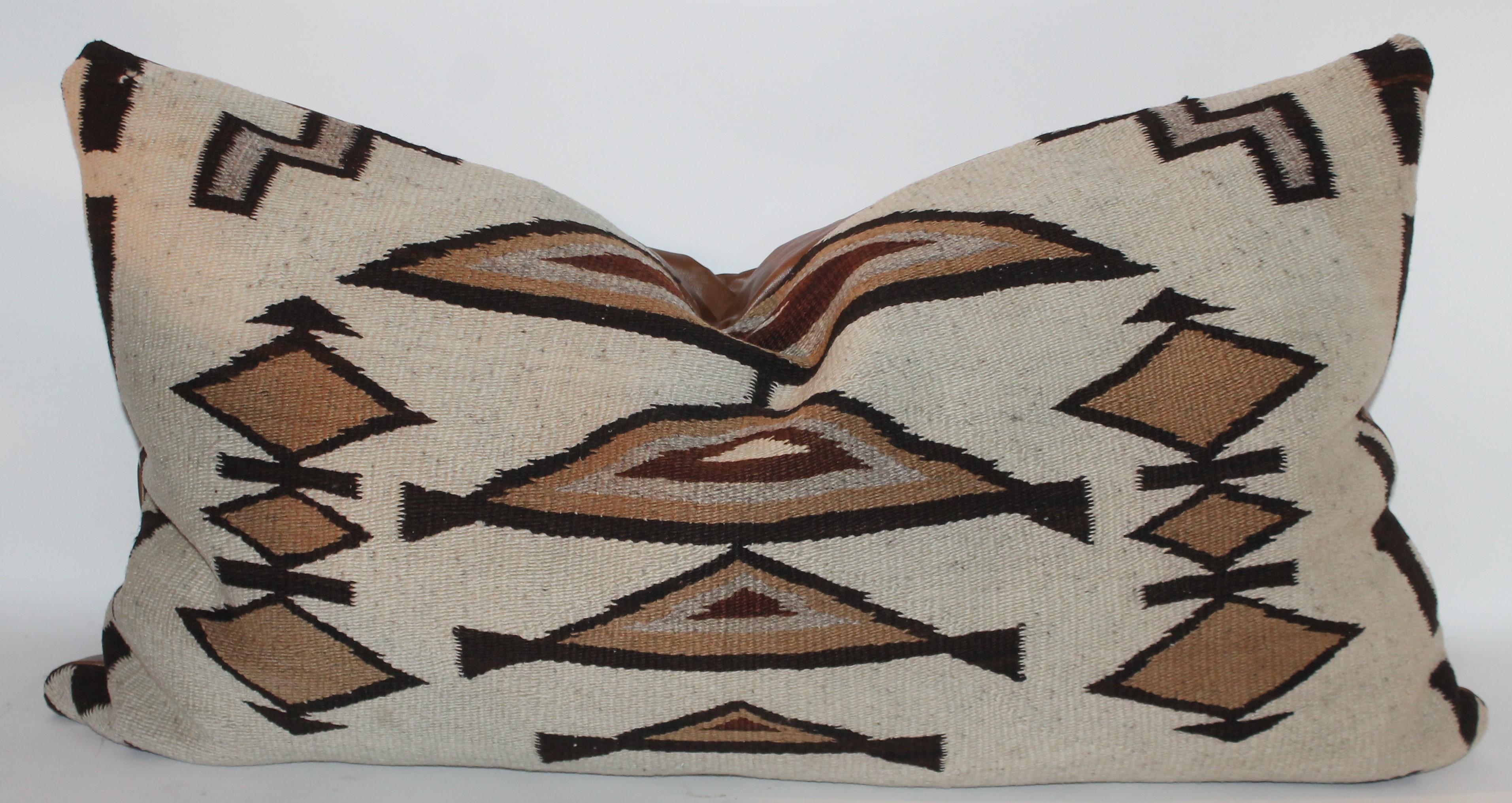 Large Navajo Indian Weaving Bolster Pillows with Leather Backing 4