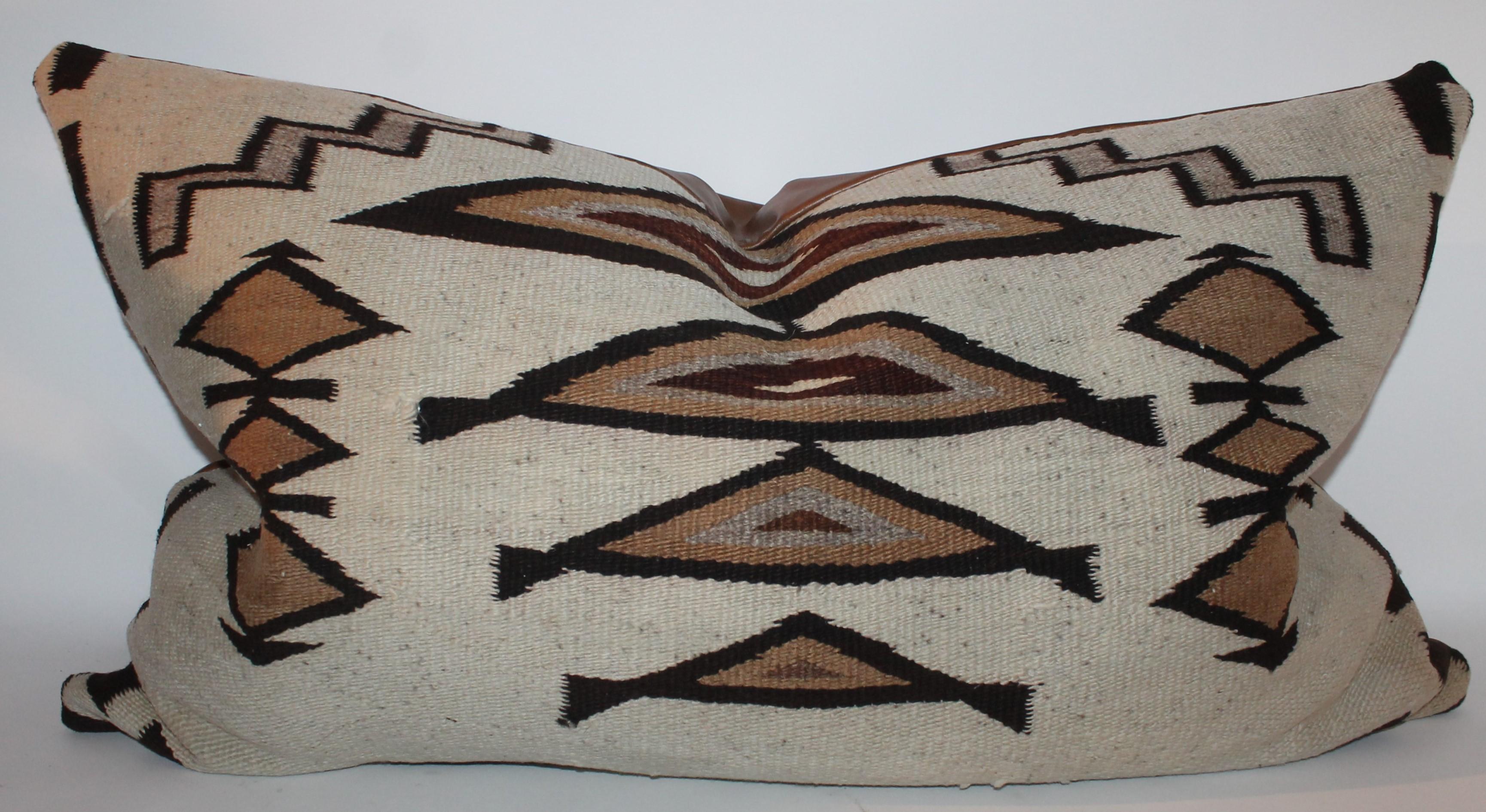 Large Navajo Indian Weaving Bolster Pillows with Leather Backing 2