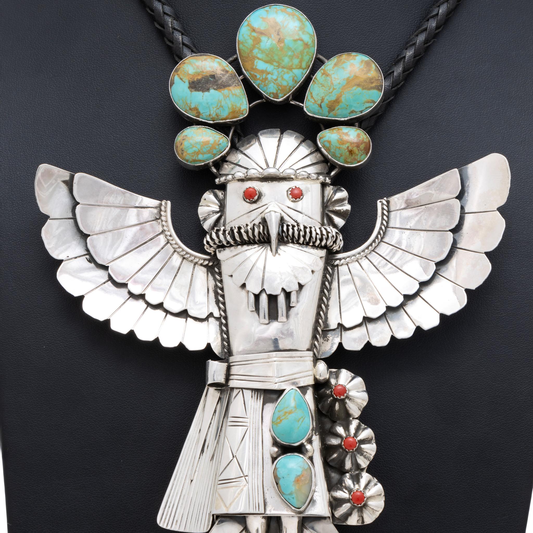 Taglio ovale Bolo Kachina Navajo di grandi dimensioni in vendita