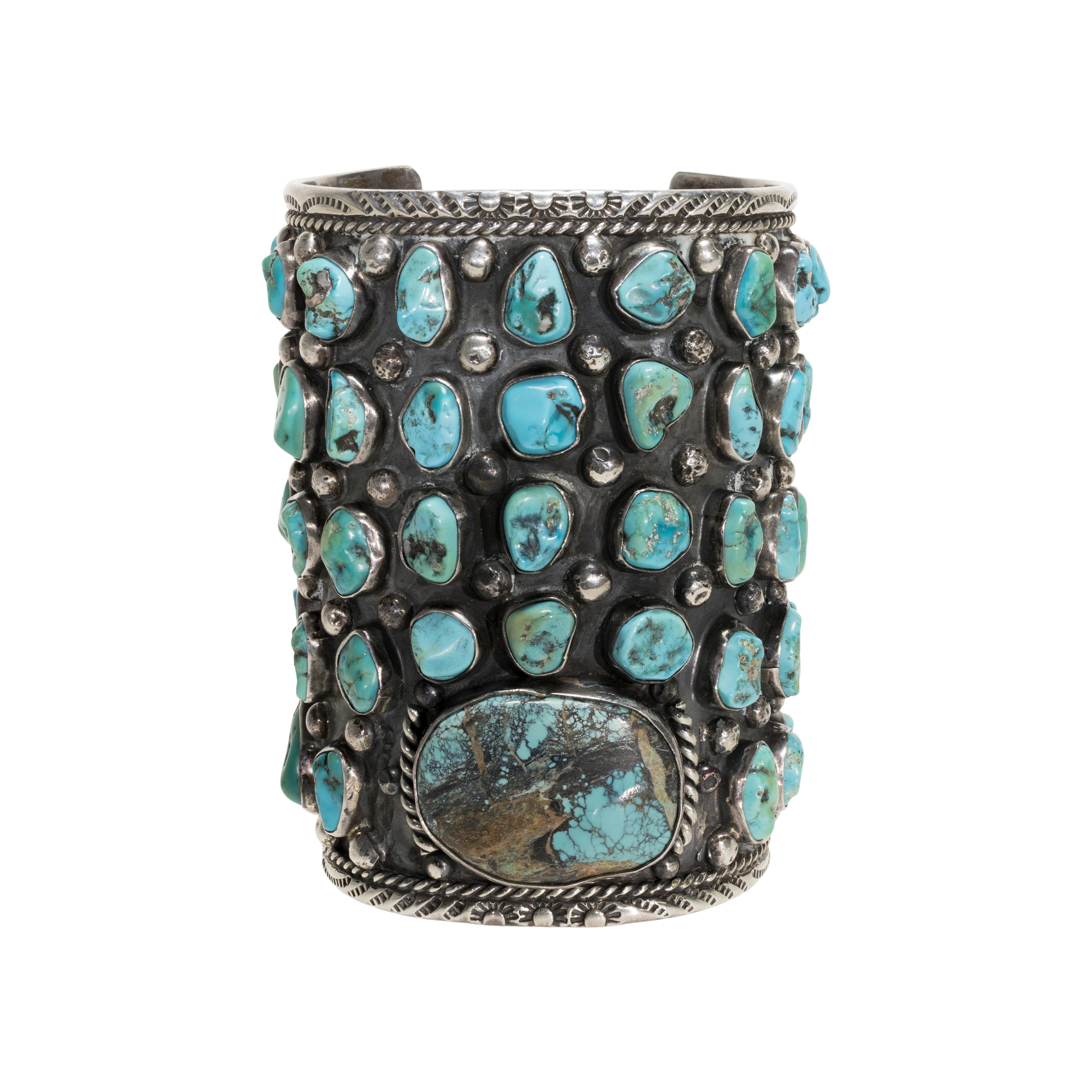 Large Navajo Kingman Turquoise Cuff In Good Condition For Sale In Coeur d Alene, ID