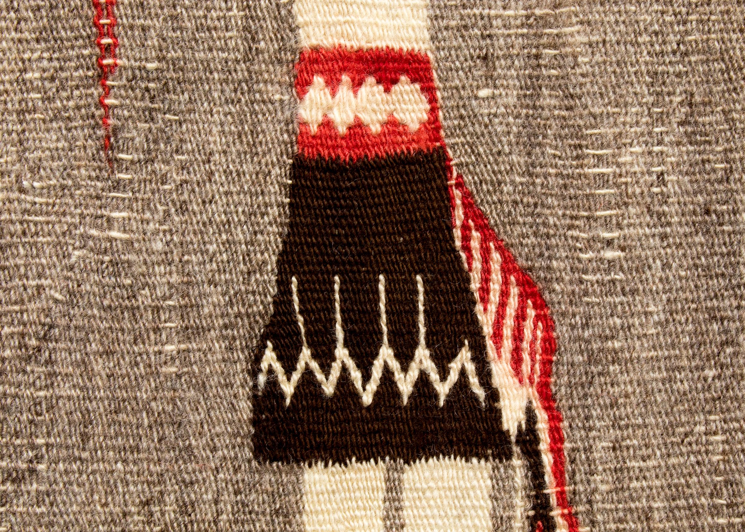Mid-20th Century Large Navajo Pictorial Yei Rug, Vintage circa 1930s, Brown Black Red White Gray