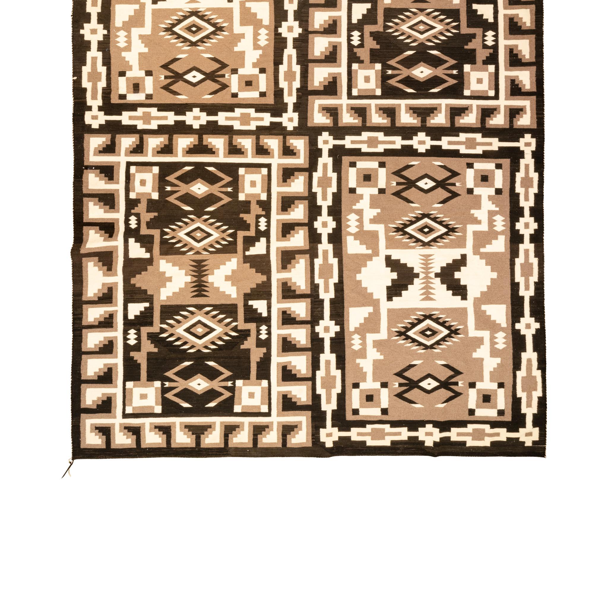 American Large Navajo Storm Four Panel Rug Weaving For Sale