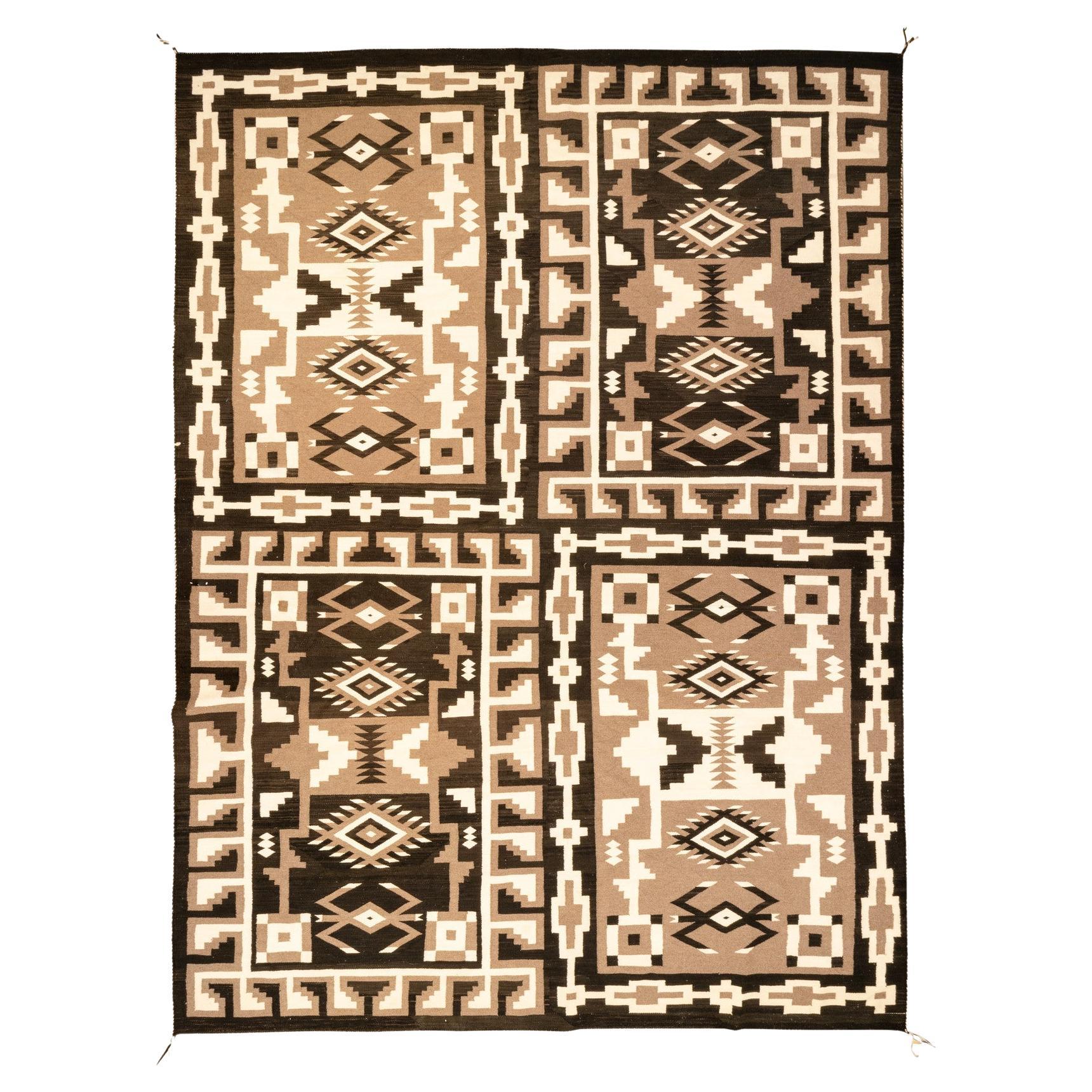 Large Navajo Storm Four Panel Rug Weaving