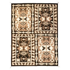 Large Navajo Storm Four Panel Rug Weaving