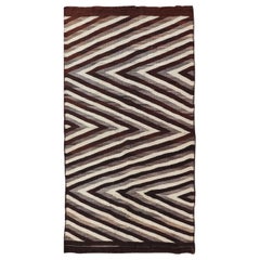 Large Navajo Tribal Rug with Large Zig-Zag Design in Brown, Ivory
