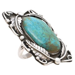 Vintage Large Navajo Turquoise and Sterling Silver Ring