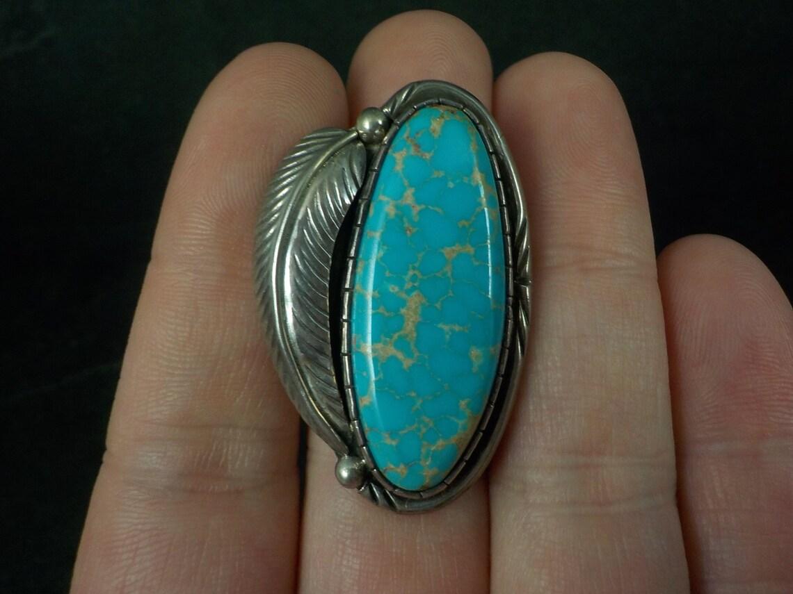 Large Navajo Turquoise Ring Fred Guerro For Sale 3